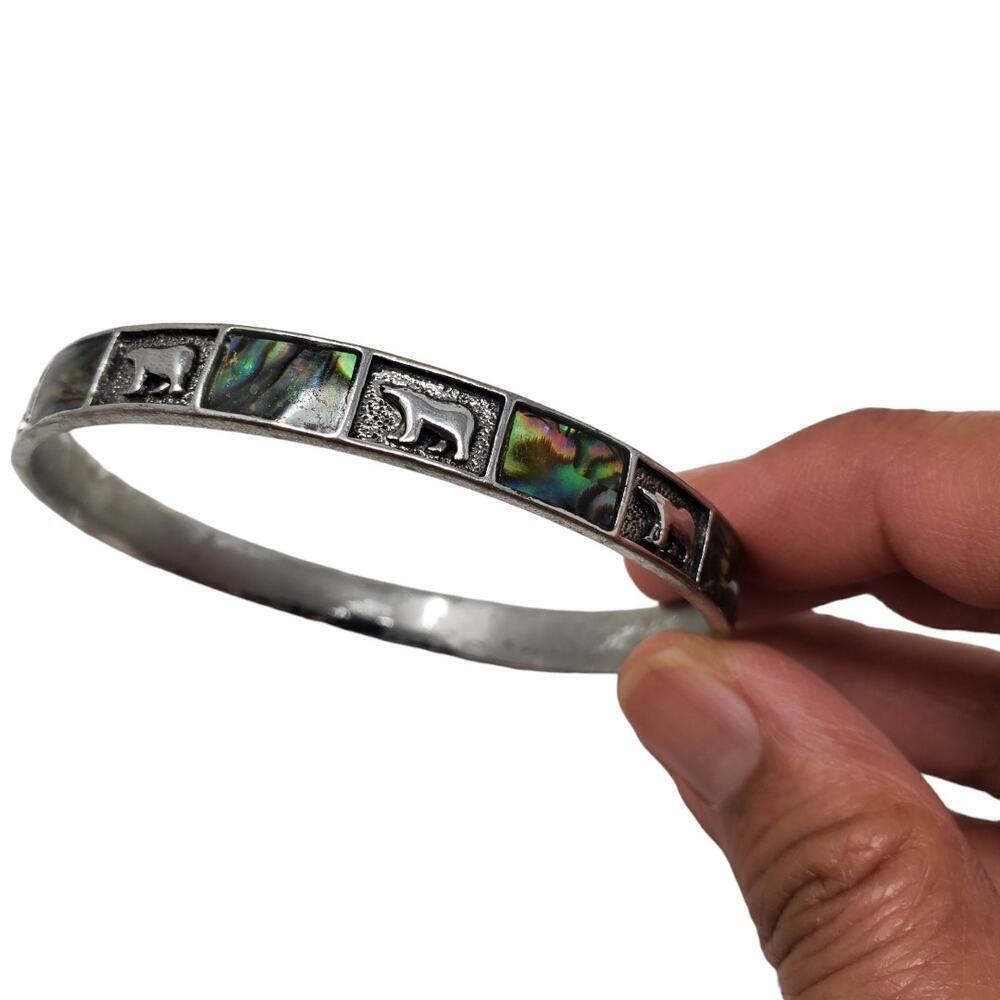 Monet bracelet bear bangle shell inlay Cuff Bracelet